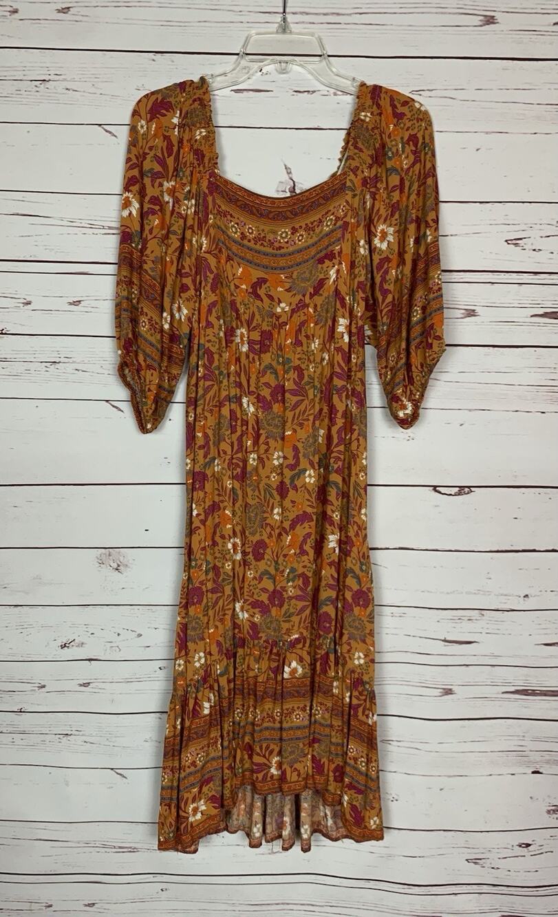 Umgee USA Boutique Women’s S Small Rust Floral Short Sleeve Boho Cute Long Dress